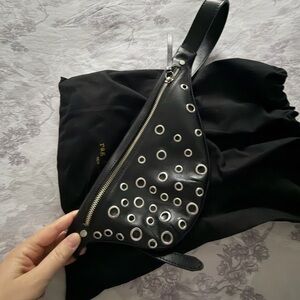Rag & Bone Black belt Bag with Silver Grommets